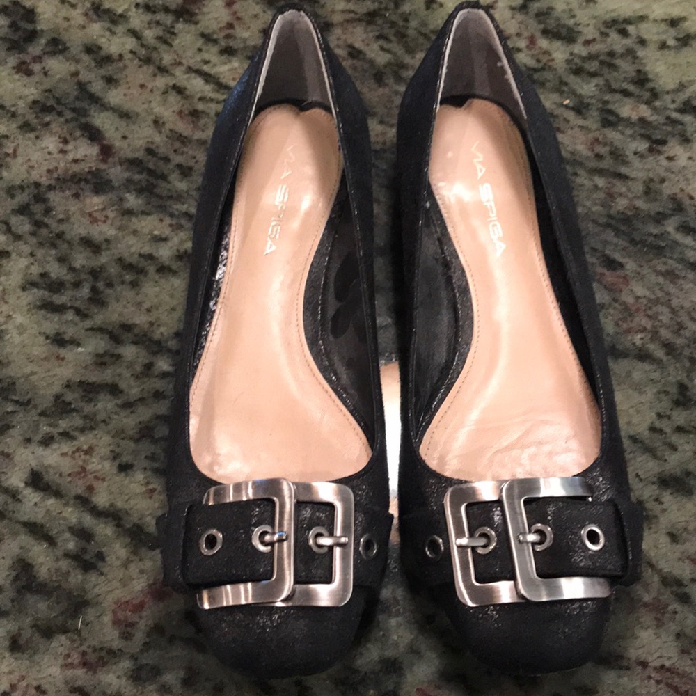 Via Spiga black leather buckle flats, 6